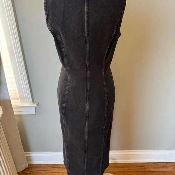 Abercrombie & Fitch Mara Vest Black Denim Sleeveless Midi Dress - Picture 5 of 7